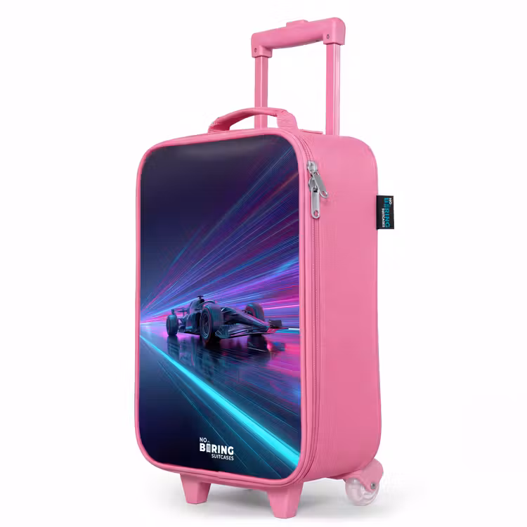 Kinderkoffer Rosa - Neon - Rennwagen - Leichte Streifen - Lila — 8