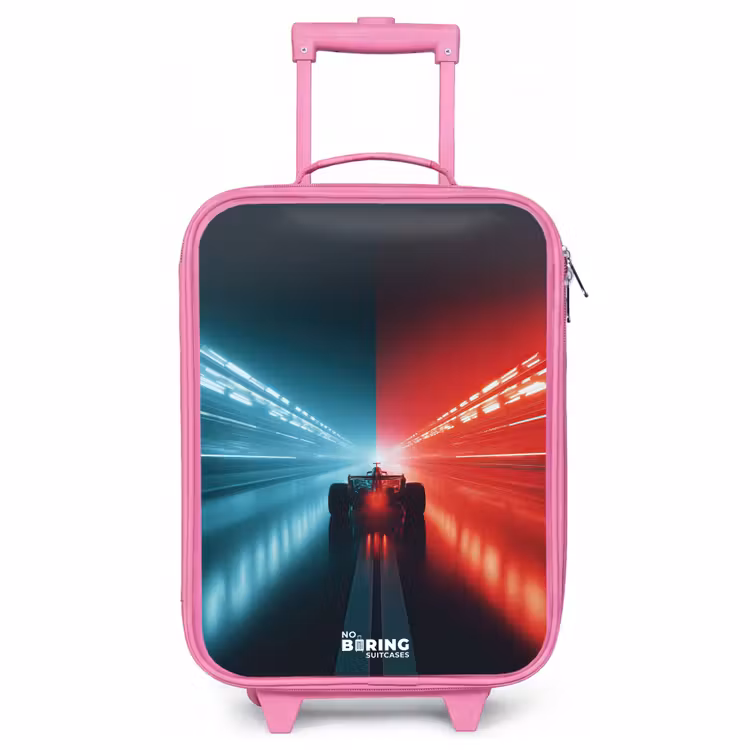 Kinderkoffer Rosa - Rennstrecke - Rennwagen - Neon - Rot — 1