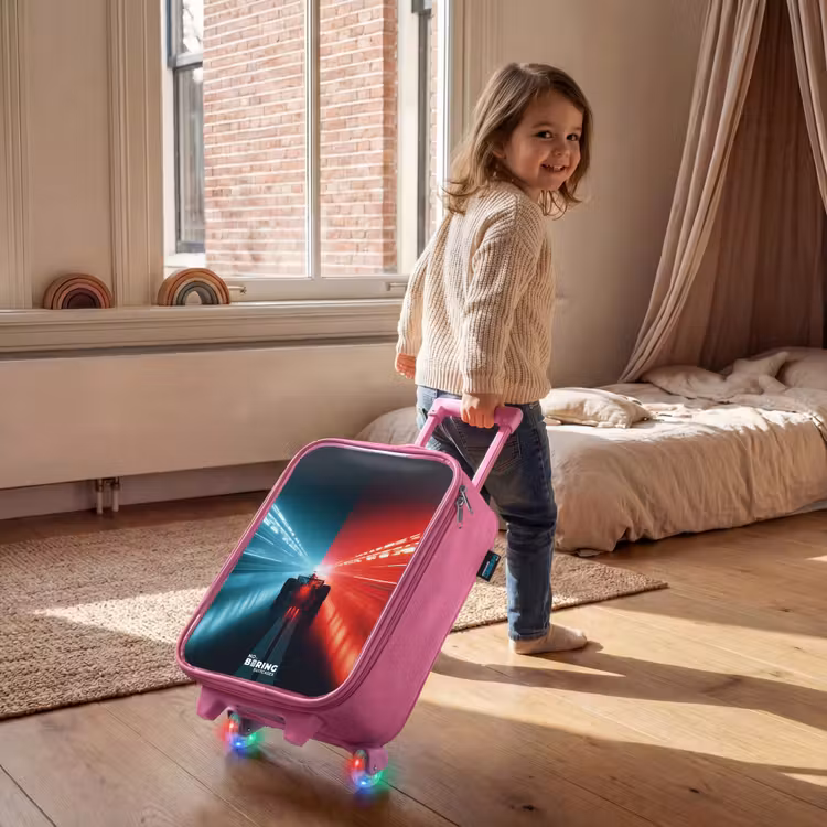 Kinderkoffer Rosa - Rennstrecke - Rennwagen - Neon - Rot — 2