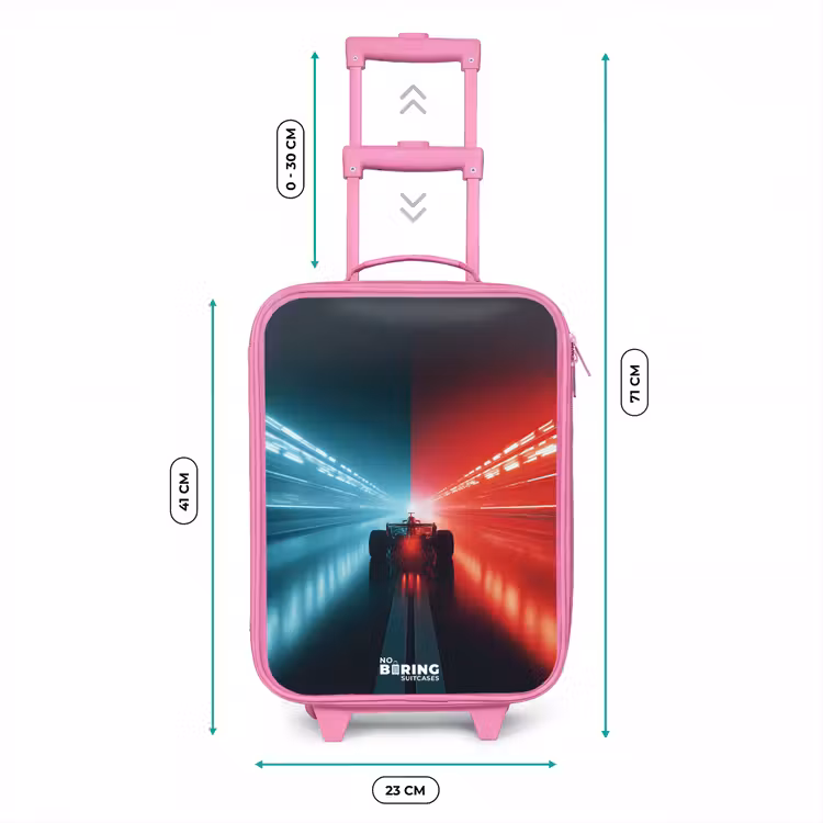 Kinderkoffer Rosa - Rennstrecke - Rennwagen - Neon - Rot — 7