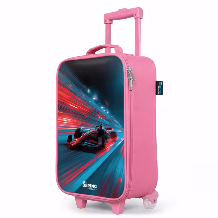 Kinderkoffer Rosa - Rennwagen - Strecke - Neon - Beleuchtung — 8