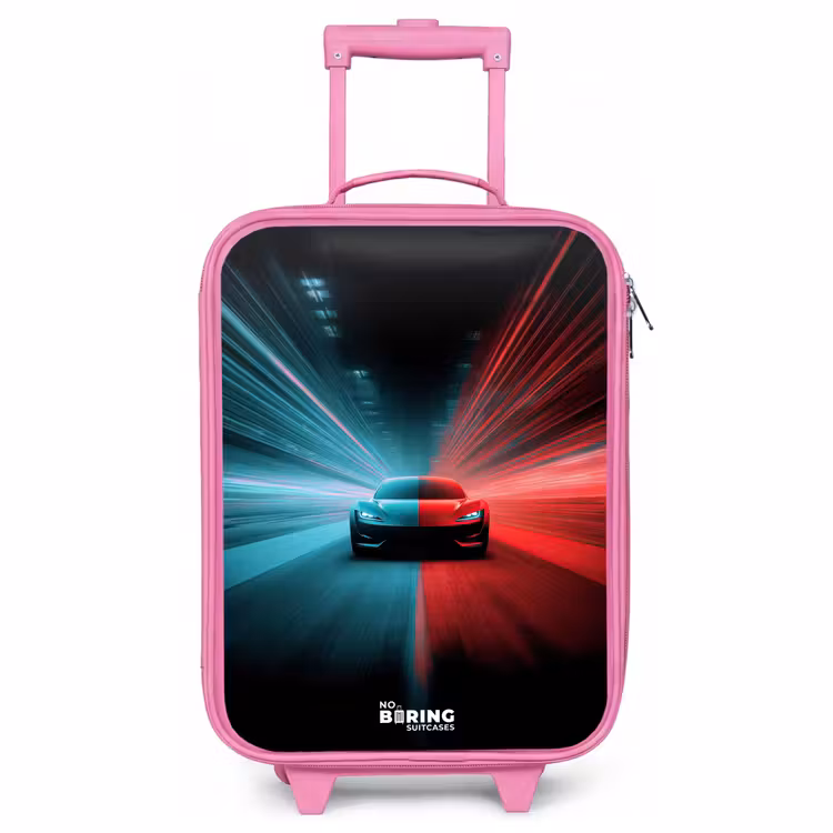 Kinderkoffer Rosa - Sportwagen - Lichtstrahlen - Neon - Blau — 1