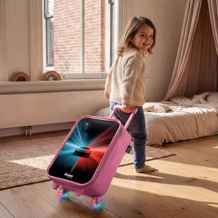 Kinderkoffer Rosa - Sportwagen - Lichtstrahlen - Neon - Blau — 2