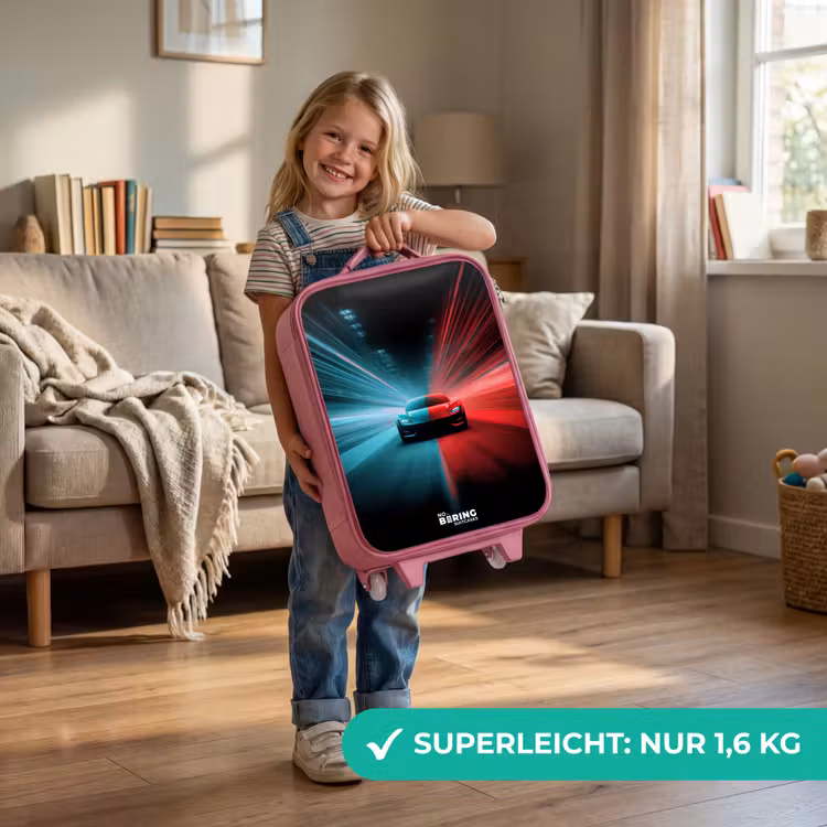 Kinderkoffer Rosa - Sportwagen - Lichtstrahlen - Neon - Blau — 3