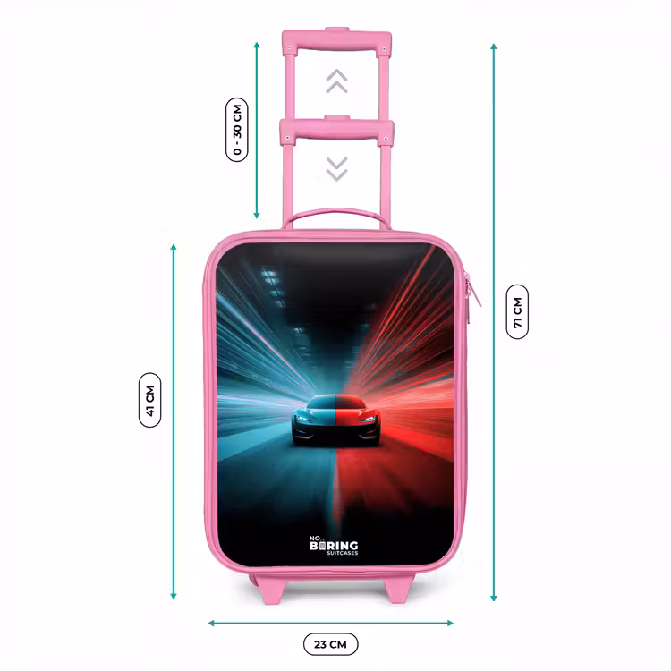 Kinderkoffer Rosa - Sportwagen - Lichtstrahlen - Neon - Blau — 7