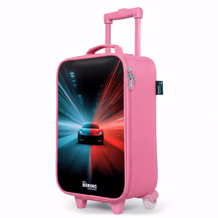 Kinderkoffer Rosa - Sportwagen - Lichtstrahlen - Neon - Blau — 8