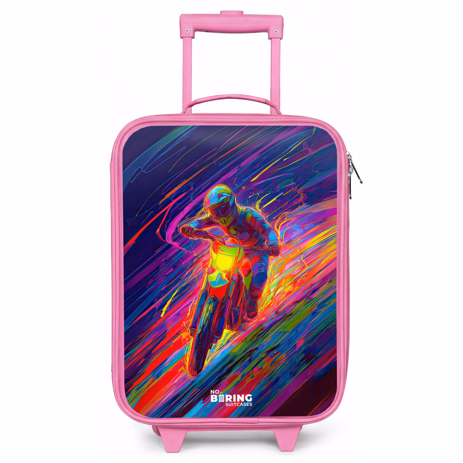 Kinderkoffer Rosa - Crossrad - Neonfarben - Linien - Helm — 1