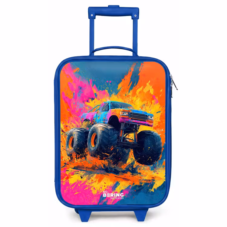 Kinderkoffer Blau - Monstertruck - Farbspritzer - Bunt - Explosion — 1