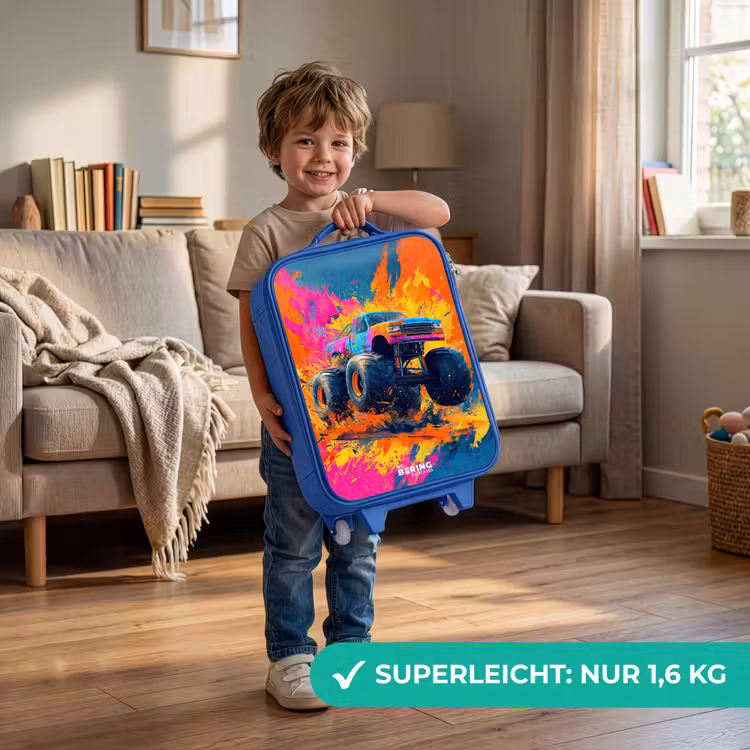 Kinderkoffer Blau - Monstertruck - Farbspritzer - Bunt - Explosion — 3