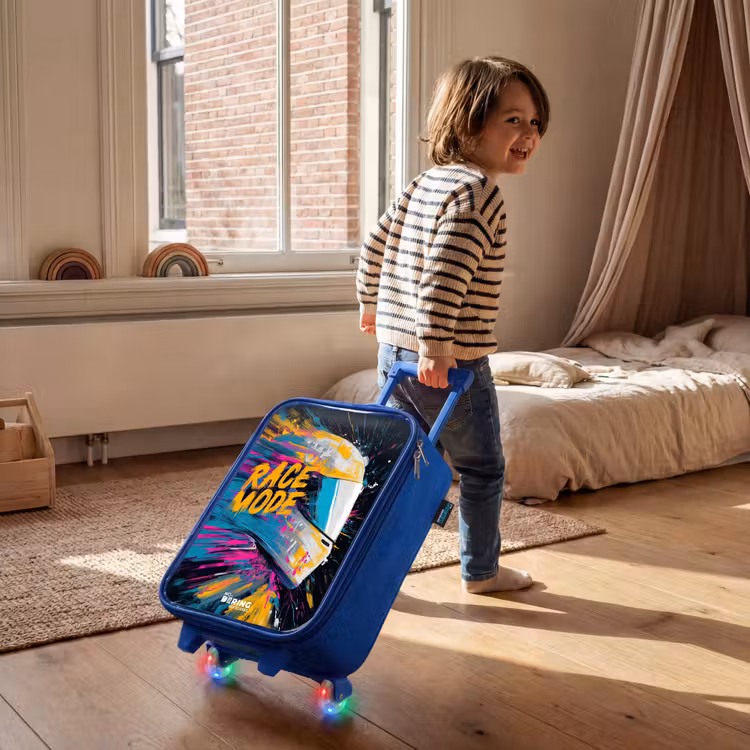 Kinderkoffer Blau - Rennhelm - Farbspritzer - Pinselstriche - Rennmode — 2