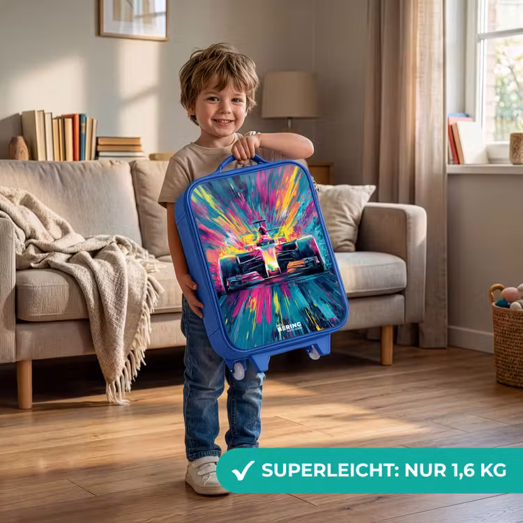 Kinderkoffer Blau - Rennwagen - Explosion - Bunt - Abstrakt — 3