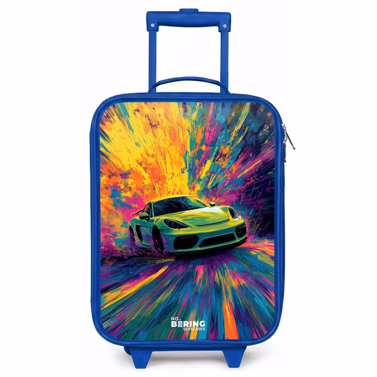 Kinderkoffer Blau - Sportwagen - Explosion - Farbenfroh - Lackstreifen — 1