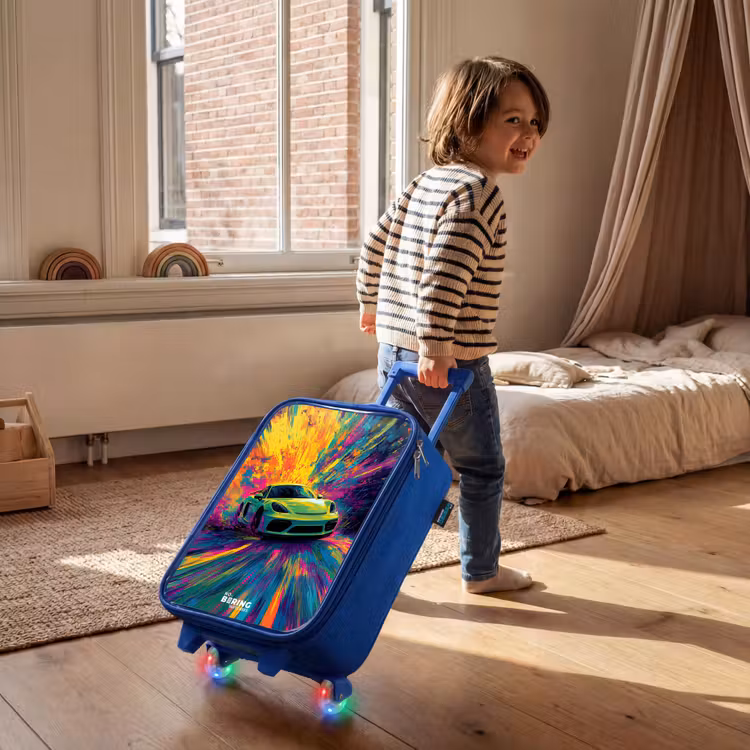 Kinderkoffer Blau - Sportwagen - Explosion - Farbenfroh - Lackstreifen — 2