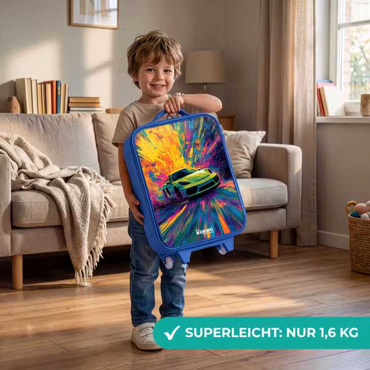 Kinderkoffer Blau - Sportwagen - Explosion - Farbenfroh - Lackstreifen — 3