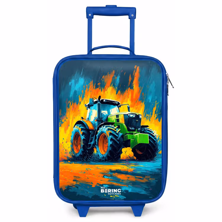Kinderkoffer Blau - Traktor - Grün - Abstrakt - Pinselstriche — 1