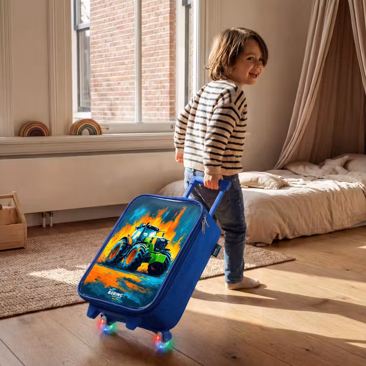 Kinderkoffer Blau - Traktor - Grün - Abstrakt - Pinselstriche — 2