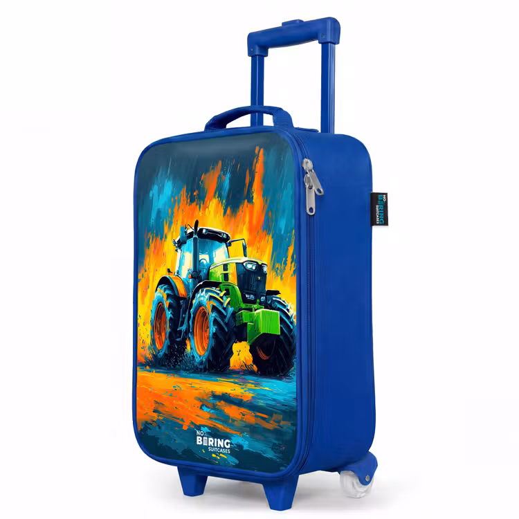 Kinderkoffer Blau - Traktor - Grün - Abstrakt - Pinselstriche — 8