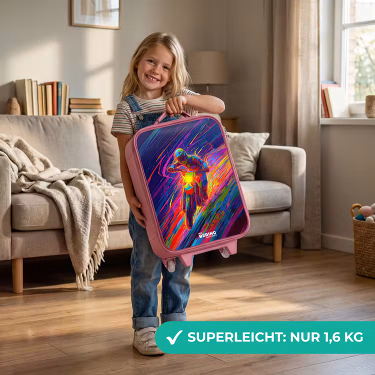 Kinderkoffer Rosa - Crossrad - Neonfarben - Linien - Helm — 3