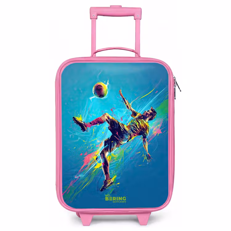 Kinderkoffer Rosa - Neon - Fußball - Kick - Farbenfroh — 1