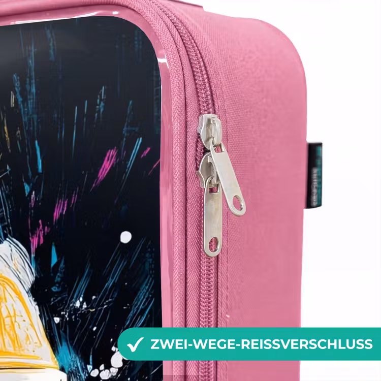 Kinderkoffer Rosa - Rennhelm - Farbspritzer - Pinselstriche - Rennmode — 5