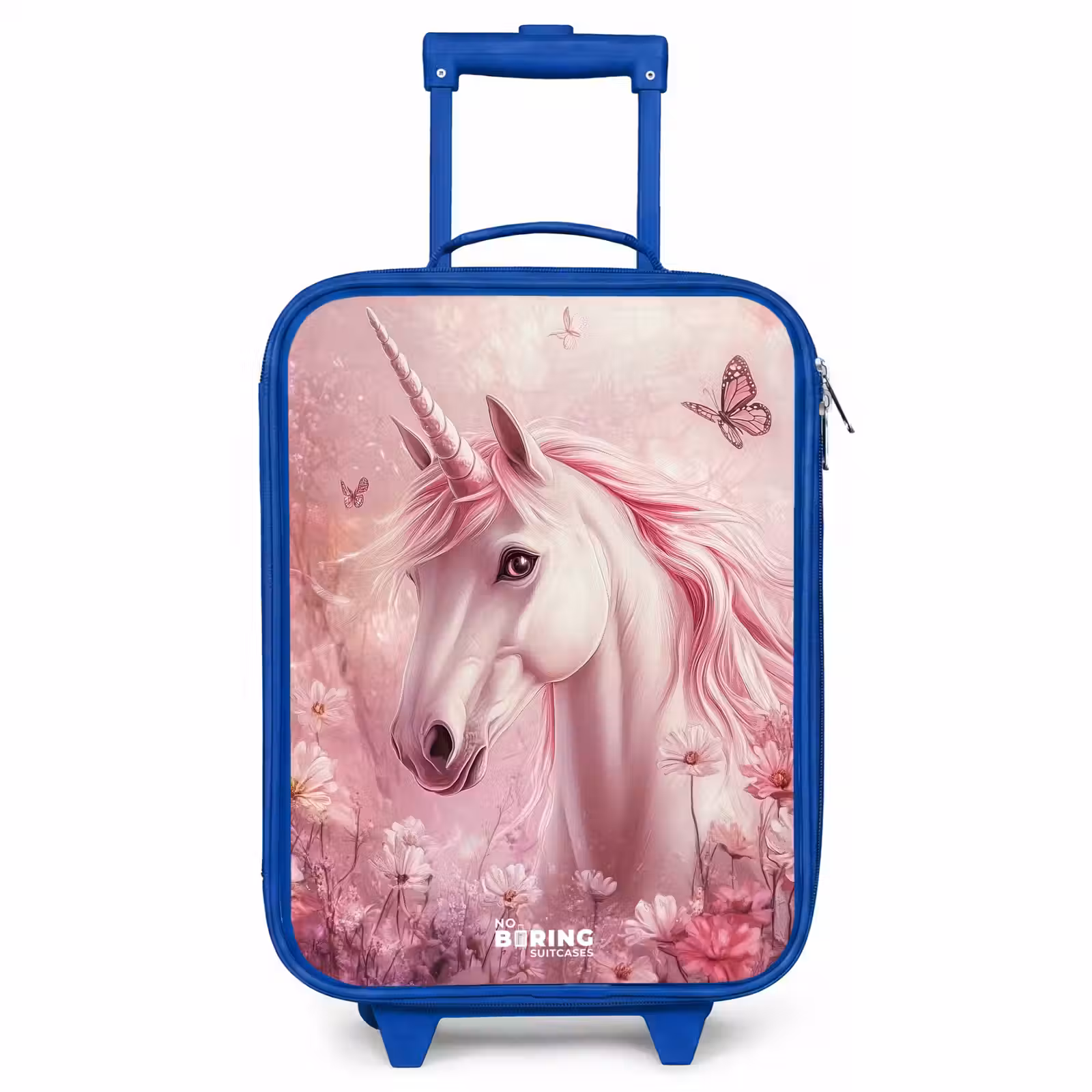 Kinderkoffer Blau - Einhorn - Rosa - Schmetterlinge - Blumen — 1