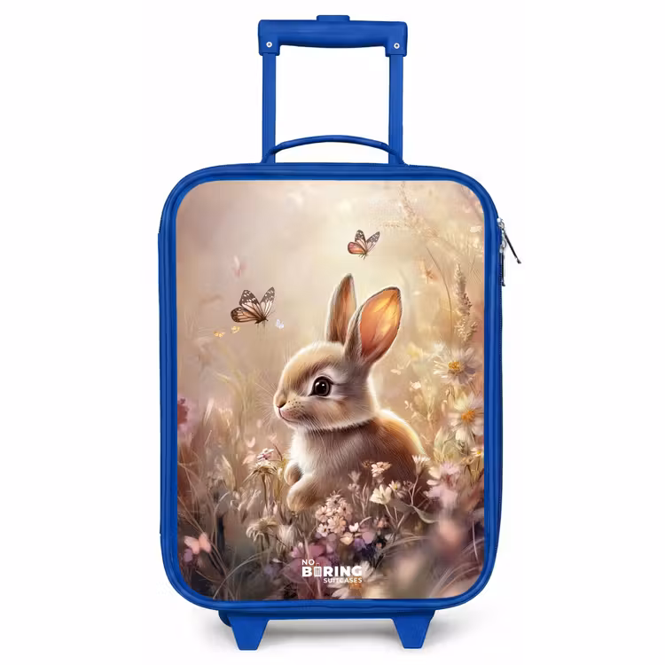 Kinderkoffer Blau - Blumen - Braun - Hase - Schmetterling — 1