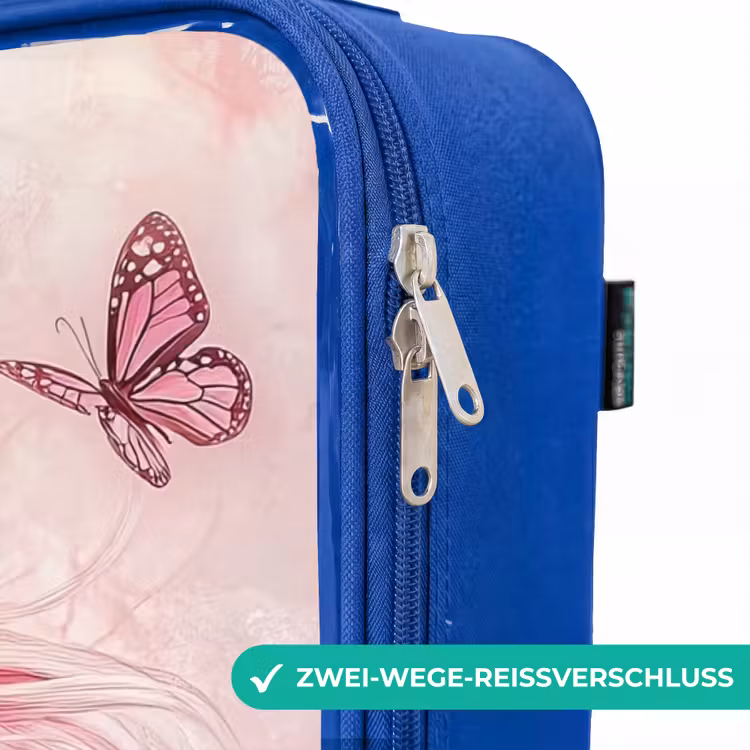 Kinderkoffer Blau - Einhorn - Rosa - Schmetterlinge - Blumen — 5
