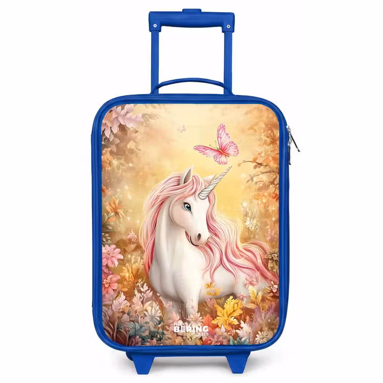 Kinderkoffer Blau - Einhorn - Schmetterling - Rosa - Mähne — 1