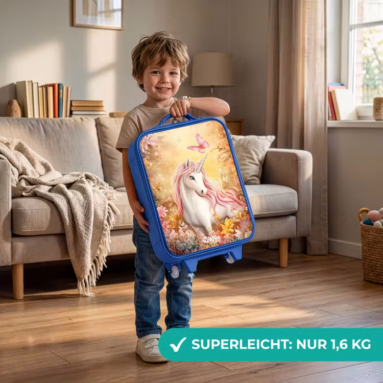 Kinderkoffer Blau - Einhorn - Schmetterling - Rosa - Mähne — 3