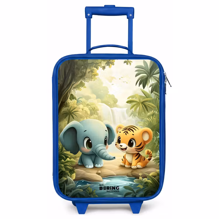 Kinderkoffer Blau - Elefant - Tiger - Wald - Dschungel — 1