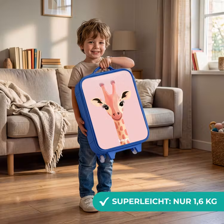 Kinderkoffer Blau - Giraffe - Wimpern - Minimalistisch - Rosa — 3