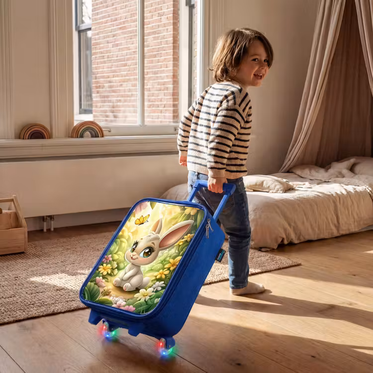 Kinderkoffer Blau - Kaninchen - Sonnenlicht - Märchen - Schmetterling — 2