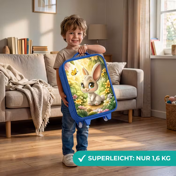 Kinderkoffer Blau - Kaninchen - Sonnenlicht - Märchen - Schmetterling — 3