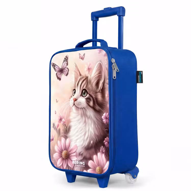Kinderkoffer Blau - Katze - Lila - Schmetterlinge - Blumen — 8