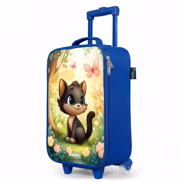 Kinderkoffer Blau - Katze - Schmetterling - Blumen — 8