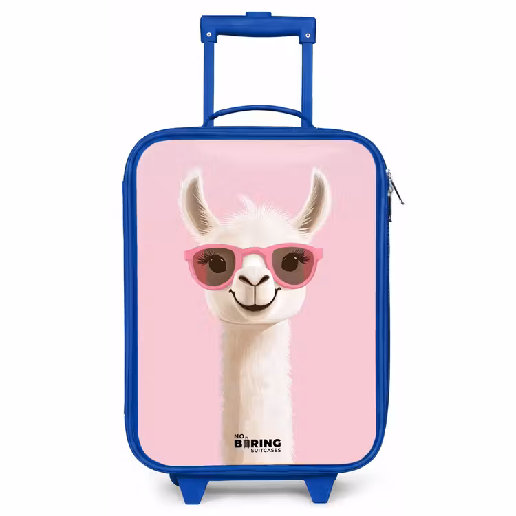 Kinderkoffer Blau - Lama - Weiß - Sonnenbrille - Wimpern — 1