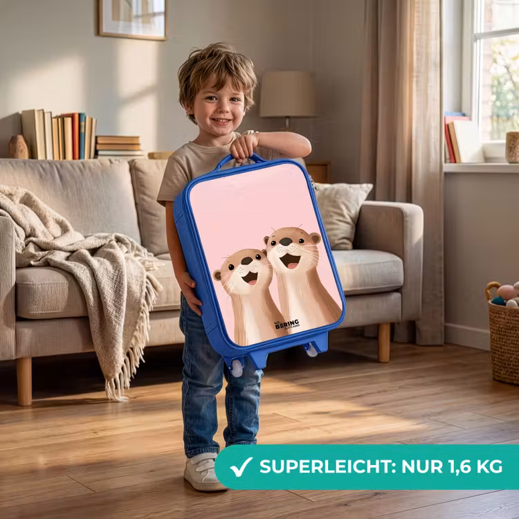 Kinderkoffer Blau - Otter - Lächeln - Rosa - Illustration — 3