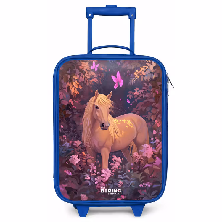 Kinderkoffer Blau - Pferd - Blumen - Lila - Schmetterling — 1