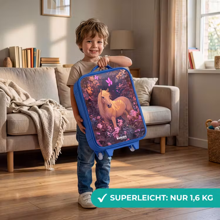 Kinderkoffer Blau - Pferd - Blumen - Lila - Schmetterling — 3