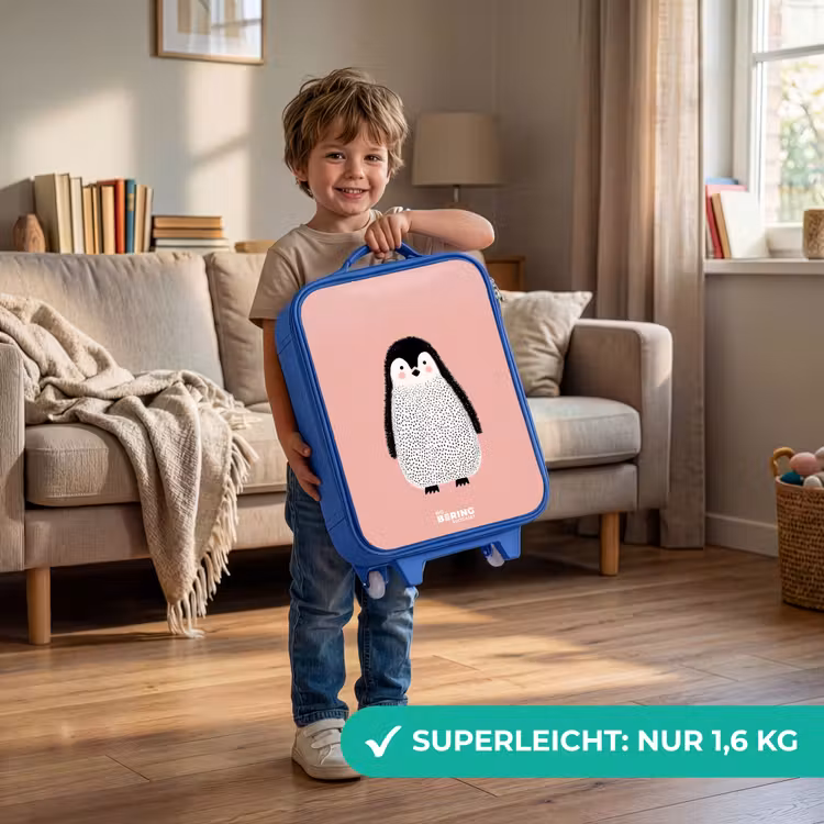 Kinderkoffer Blau - Pinguin - Punkte - Rosa - Minimalistisch — 3