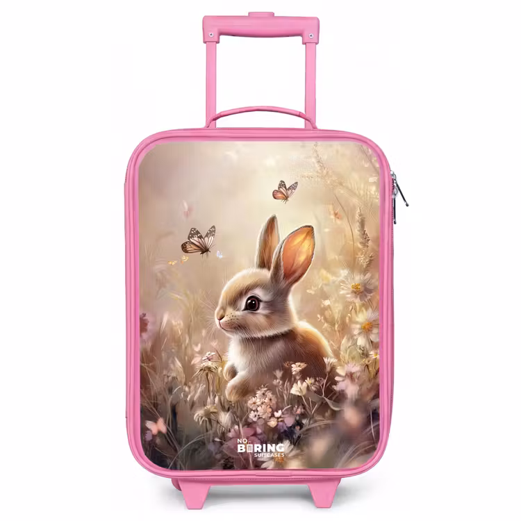 Kinderkoffer Rosa - Blumen - Braun - Hase - Schmetterling — 1