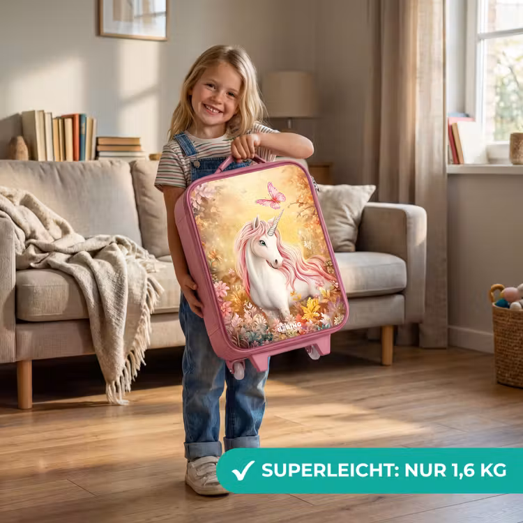 Kinderkoffer Rosa - Einhorn - Schmetterling - Rosa - Mähne — 3