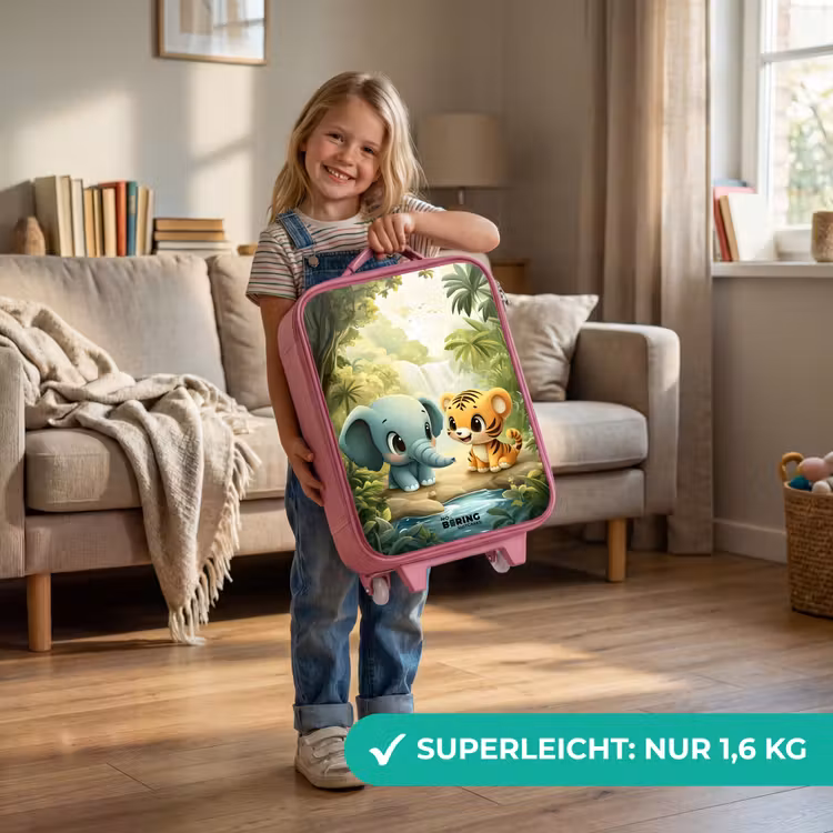 Kinderkoffer Rosa - Elefant - Tiger - Wald - Dschungel — 3