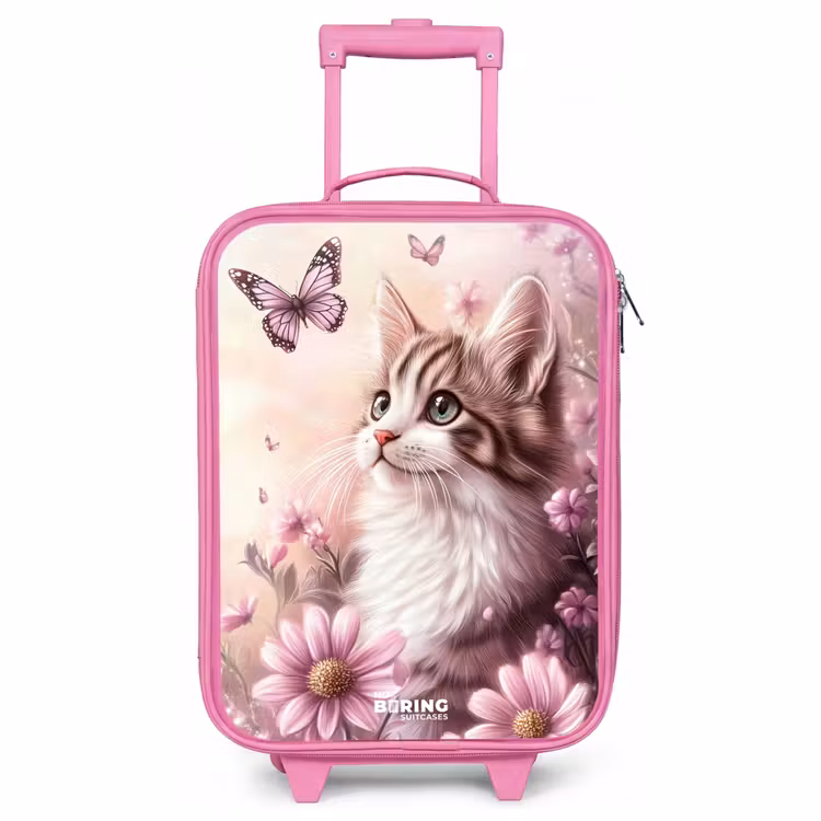 Kinderkoffer Rosa - Katze - Lila - Schmetterlinge - Blumen — 1