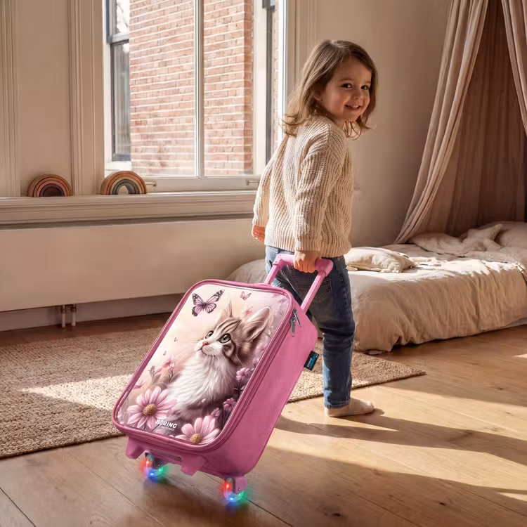 Kinderkoffer Rosa - Katze - Lila - Schmetterlinge - Blumen — 2