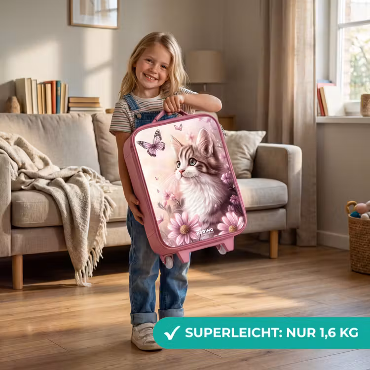 Kinderkoffer Rosa - Katze - Lila - Schmetterlinge - Blumen — 3