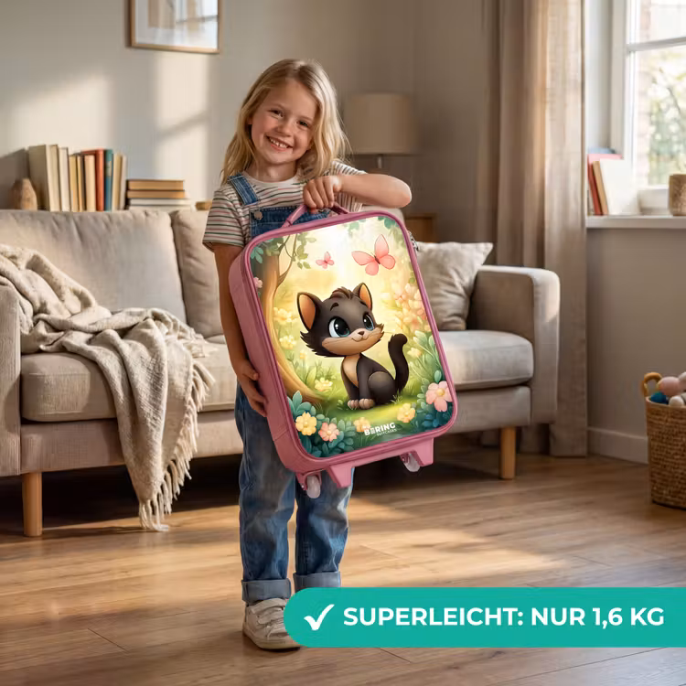 Kinderkoffer Rosa - Katze - Schmetterling - Blumen — 3