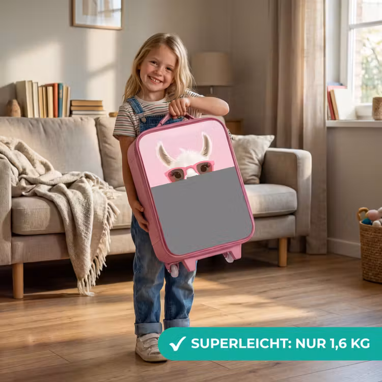 Kinderkoffer Rosa - Lama - Weiß - Sonnenbrille - Wimpern — 3