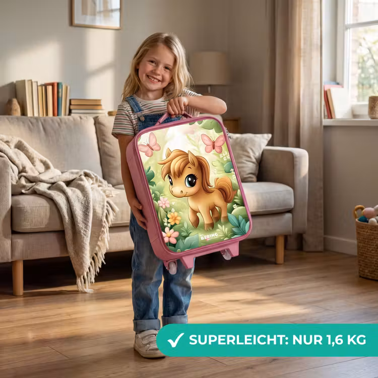 Kinderkoffer Rosa - Pferd - Blumen - Schmetterlinge — 3