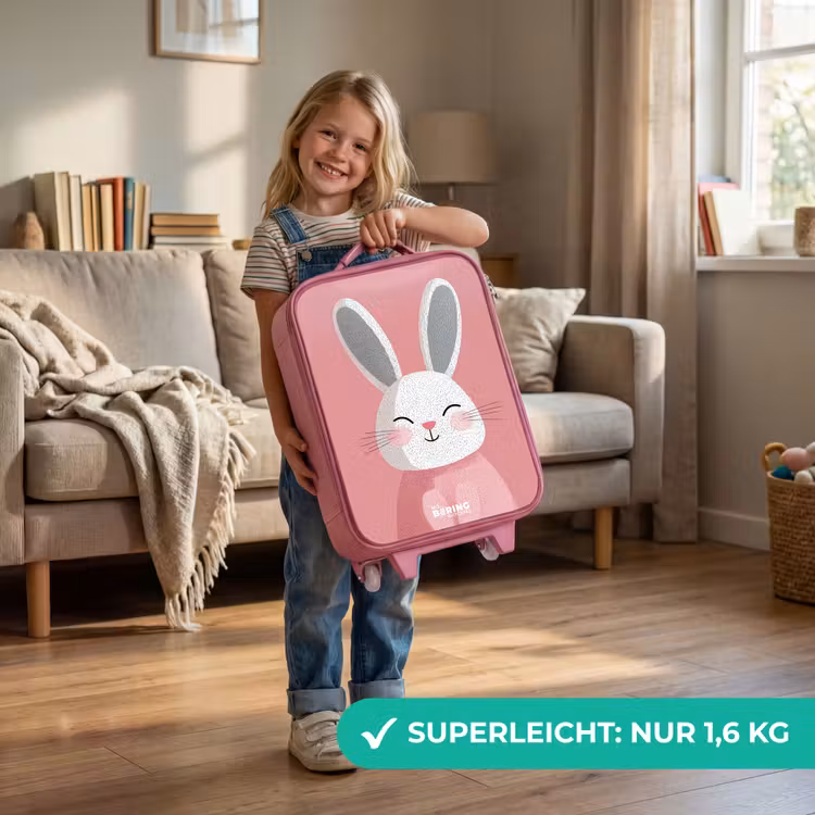 Kinderkoffer Rosa - Rosa - Kaninchen - Lächeln - Illustration — 3